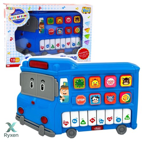 Pianinko Elektryczne Edukacyjne Dla Malucha Autobus Niebieski LEAN TOYS