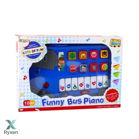 Pianinko Elektryczne Edukacyjne Dla Malucha Autobus Niebieski LEAN TOYS