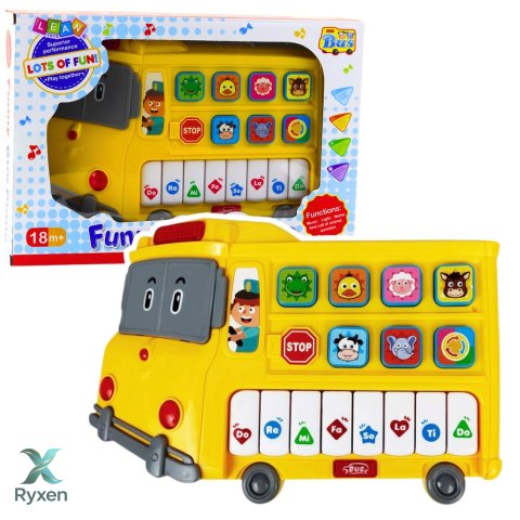Pianinko Elektryczne Edukacyjne Dla Malucha Autobus Żółty LEAN TOYS