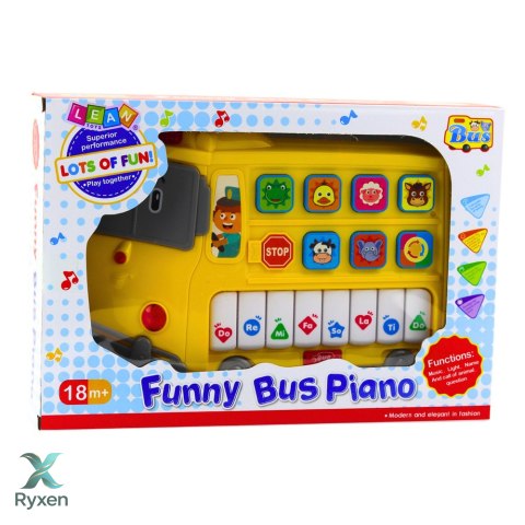 Pianinko Elektryczne Edukacyjne Dla Malucha Autobus Żółty LEAN TOYS