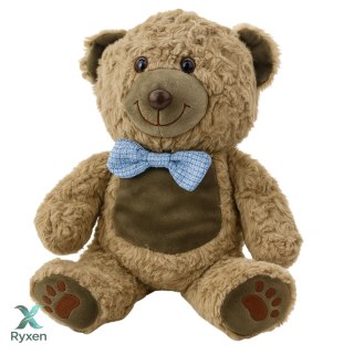 Pluszowa Maskotka Przytulanka Miś Niebieska Mucha Jasnobrązowy 30cm LEAN TOYS