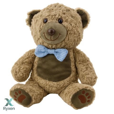 Pluszowa Maskotka Przytulanka Miś Niebieska Mucha Jasnobrązowy 30cm LEAN TOYS