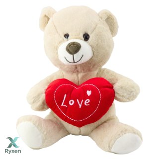 Pluszowa Maskotka Przytulanka Miś z Sercem Kremowy Beżowy 30cm LEAN TOYS