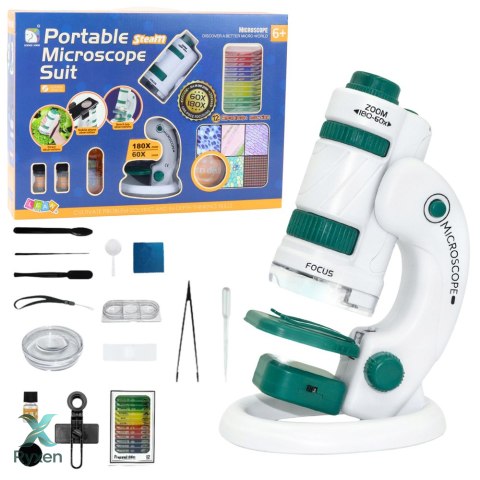 Przenośny Mikroskop Edukacyjny Dla Dzieci 2w1 60X/180X Akcesoria LEAN TOYS