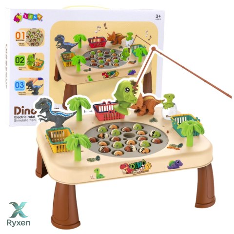 Stolik Do Łowienia Dinozaurów Elektryczny Obrotowa Tarcza Dźwięki LEAN TOYS