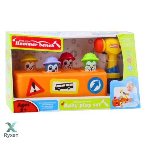 Zabawka Interaktywna Kolorowy Tłuczek Młotek Chomiki Roboty Drogowe LEAN TOYS