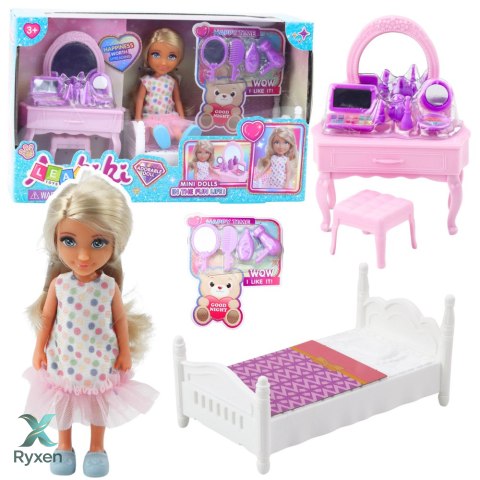 Zestaw Laleczka Ankiki Łóżeczko Toaletka Z Lustrem Akcesoria LEAN TOYS