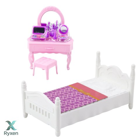 Zestaw Laleczka Ankiki Łóżeczko Toaletka Z Lustrem Akcesoria LEAN TOYS