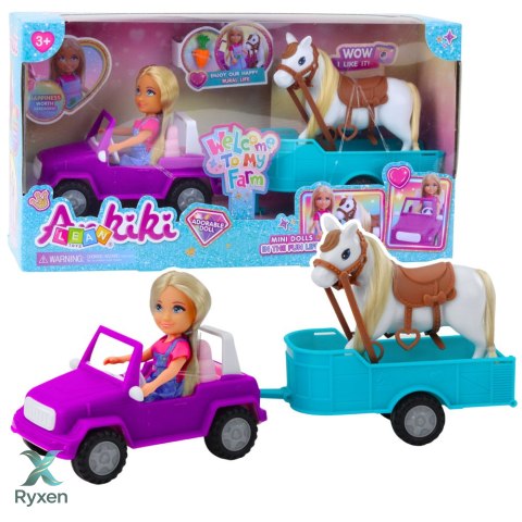 Zestaw Laleczka Ankiki Samochód Kabriolet Z Przyczepą Koń LEAN TOYS