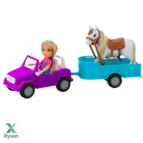 Zestaw Laleczka Ankiki Samochód Kabriolet Z Przyczepą Koń LEAN TOYS