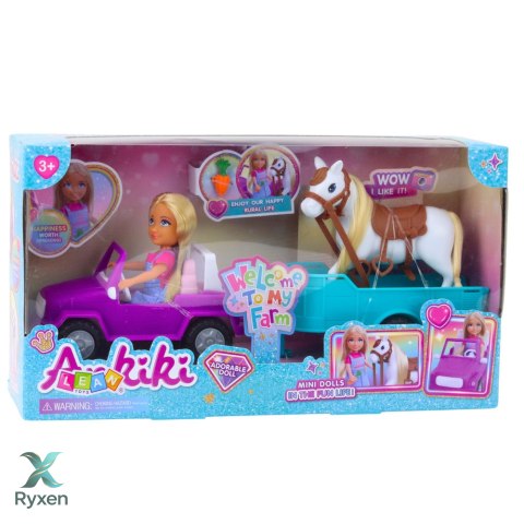 Zestaw Laleczka Ankiki Samochód Kabriolet Z Przyczepą Koń LEAN TOYS