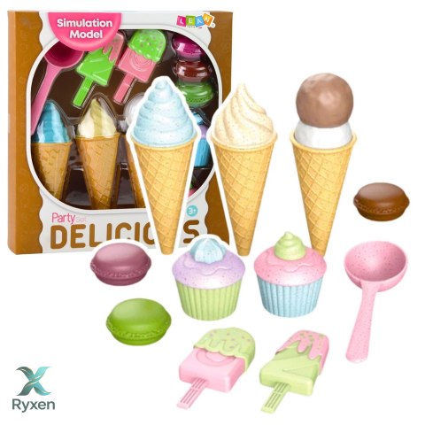 Zestaw Lodów i Słodkośći Babeczki Makaroniki Odgrywanie Ról LEAN TOYS