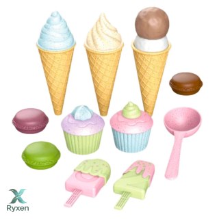 Zestaw Lodów i Słodkośći Babeczki Makaroniki Odgrywanie Ról LEAN TOYS