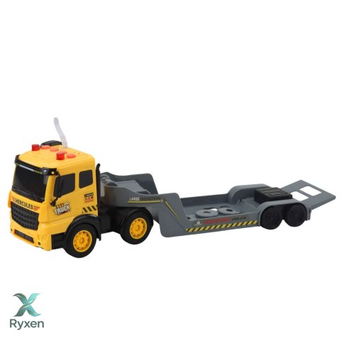 Ciężarówka Laweta Z Koparką Gąsienicową Obrotowa 360° Żółta 1:16 LEAN TOYS