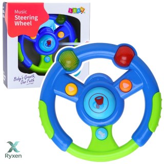 Interaktywna Kierownica Dla Malucha Światła Dźwięki Zielono-Niebieska LEAN TOYS
