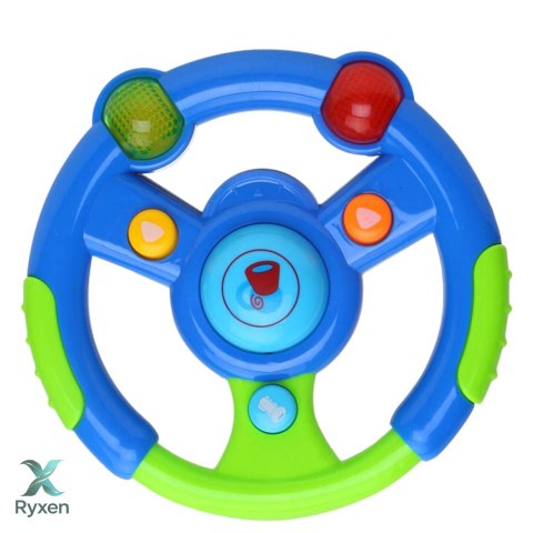 Interaktywna Kierownica Dla Malucha Światła Dźwięki Zielono-Niebieska LEAN TOYS