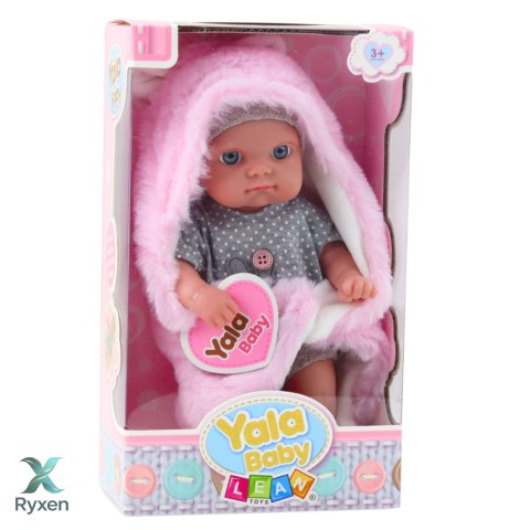 Lalka Bobas W Szarej Piżamce Z Kocykiem Króliczkiem Różowy 23cm LEAN TOYS