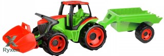 Pojazd traktor z łyżką i przyczepą czerwono-zielony LENA