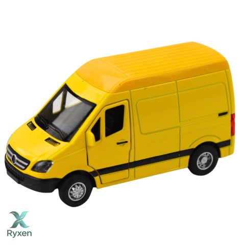 Samochód Dostawczy Metalowy Z Napędem Pull Back Światła Dźwięki Żółty 1:32 LEAN TOYS