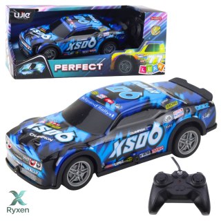 Samochód Wyścigowy Zdalnie Sterowany RC Świecąca Obudowa Czarno-Niebieski LEAN TOYS