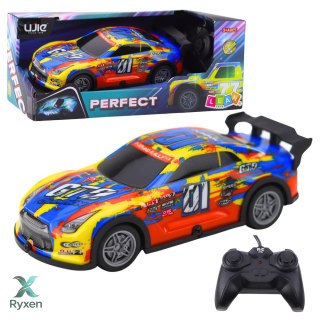 Samochód Wyścigowy Zdalnie Sterowany RC Świecąca Obudowa Niebiesko-Żółty LEAN TOYS