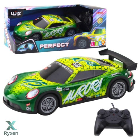 Samochód Wyścigowy Zdalnie Sterowany RC Świecąca Obudowa Zielony LEAN TOYS