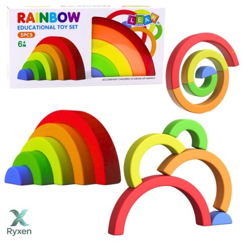Tęczowa Układanka Dla Malucha Klocki Gumowe Kolorowe 5 szt. LEAN TOYS