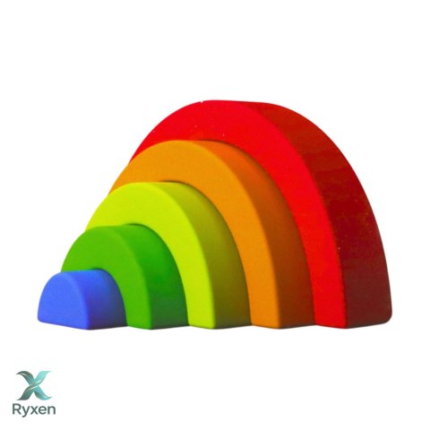 Tęczowa Układanka Dla Malucha Klocki Gumowe Kolorowe 5 szt. LEAN TOYS