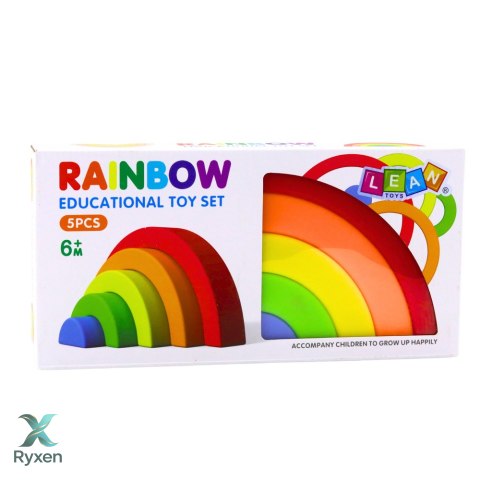Tęczowa Układanka Dla Malucha Klocki Gumowe Kolorowe 5 szt. LEAN TOYS