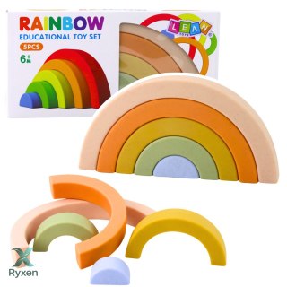 Tęczowa Układanka Dla Malucha Klocki Gumowe Pastelowe 5 szt. LEAN TOYS