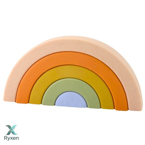 Tęczowa Układanka Dla Malucha Klocki Gumowe Pastelowe 5 szt. LEAN TOYS