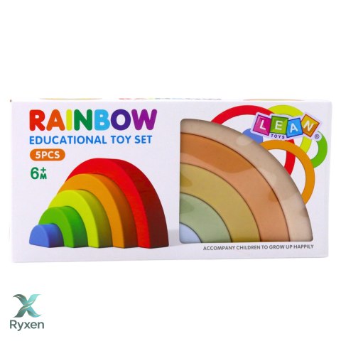 Tęczowa Układanka Dla Malucha Klocki Gumowe Pastelowe 5 szt. LEAN TOYS