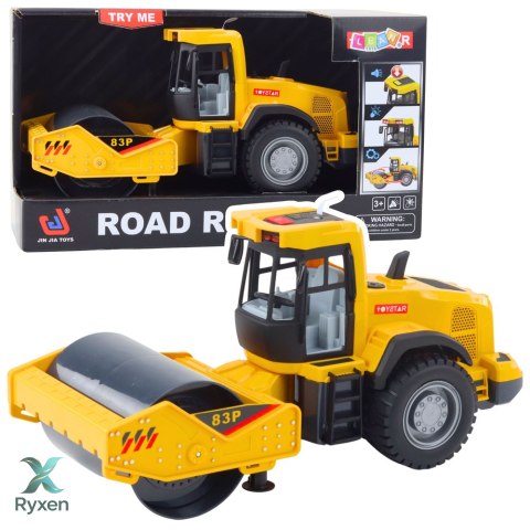 Walec Budowlany Drogowy Skrętny Walec Światła Dźwięki Żółty LEAN TOYS