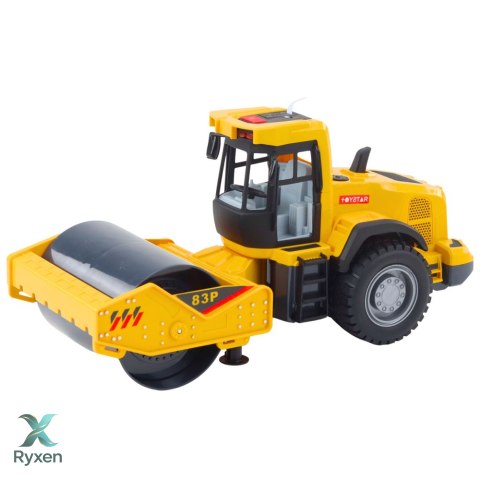 Walec Budowlany Drogowy Skrętny Walec Światła Dźwięki Żółty LEAN TOYS