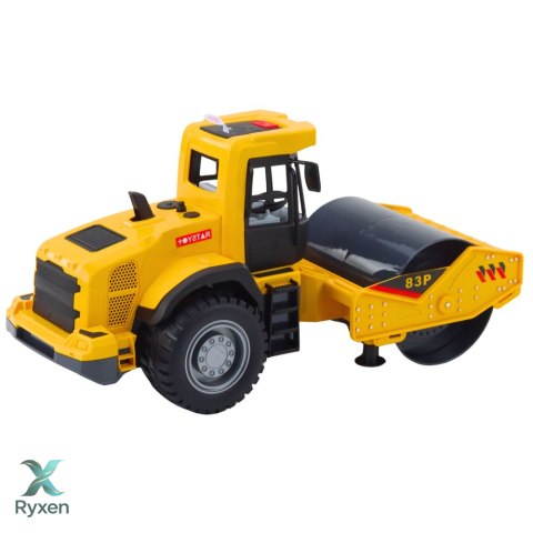 Walec Budowlany Drogowy Skrętny Walec Światła Dźwięki Żółty LEAN TOYS