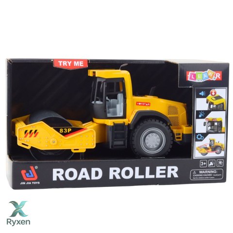 Walec Budowlany Drogowy Skrętny Walec Światła Dźwięki Żółty LEAN TOYS