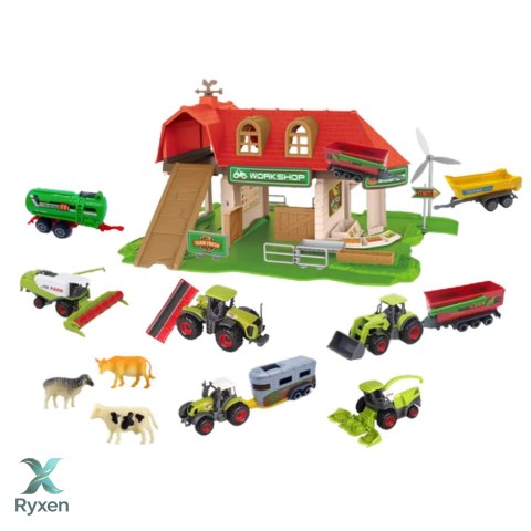 Zestaw Farma Stodoła Traktory Figurki Zwierzęta 42 el. LEAN TOYS