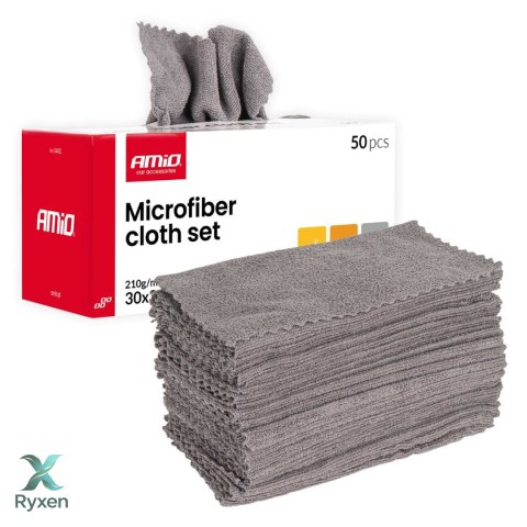 Zestaw ściereczek z mikrofibry 50szt. 210gsm 30x30cm amio-04492 AMiO