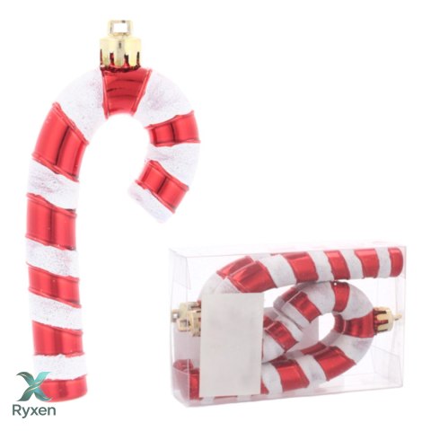 Czerwone Ozdoby Choinkowe 9cm, Komplet 4 szt. - "CUKIERKOWA LASKA" Kamai Christmas Decorations