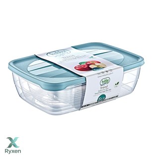 Komplet 5 (pojemników prostokątnych Trend Box (0,3+0,6+1,2+2+3L) Chomik
