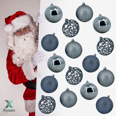 Zestaw bombek choinkowych 8cm- 16szt MIĘTOWY Chomik