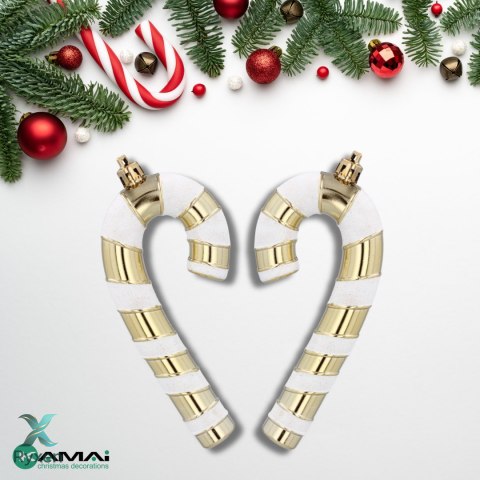Złote Ozdoby Choinkowe 9cm, Komplet 4 szt. - "CUKIERKOWA LASKA" Kamai Christmas Decorations