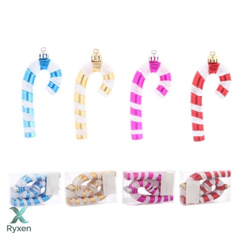 Złote Ozdoby Choinkowe 9cm, Komplet 4 szt. - "CUKIERKOWA LASKA" Kamai Christmas Decorations