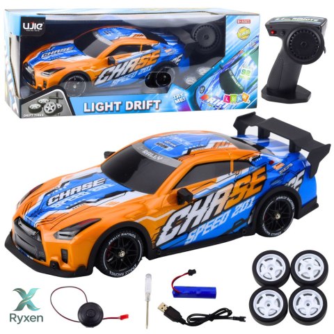 Auto Sportowe Zdalnie Sterowane RC Podświetlana Karoseria Drift Pomarańczowe LEAN TOYS