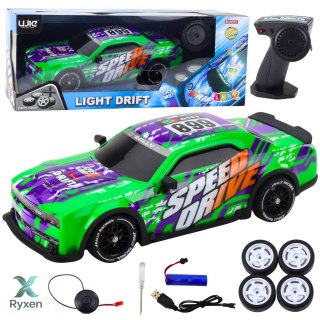 Auto Sportowe Zdalnie Sterowane RC Podświetlana Karoseria Drift Zielone LEAN TOYS