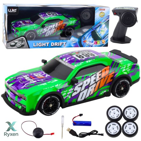 Auto Sportowe Zdalnie Sterowane RC Podświetlana Karoseria Drift Zielone LEAN TOYS