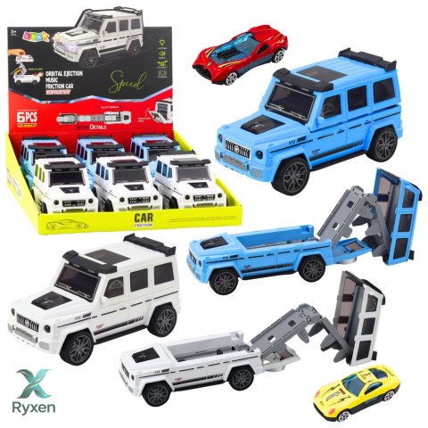 Auto Terenowe Metalowe Ukryty Samochodzik Światło Dźwięk Biały Niebieski LEAN TOYS