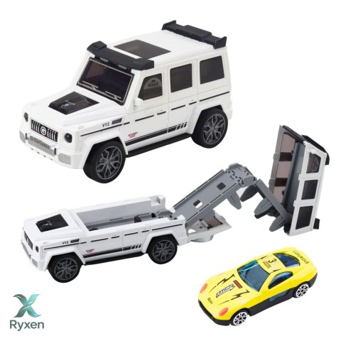 Auto Terenowe Metalowe Ukryty Samochodzik Światło Dźwięk Biały Niebieski LEAN TOYS