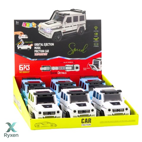 Auto Terenowe Metalowe Ukryty Samochodzik Światło Dźwięk Biały Niebieski LEAN TOYS