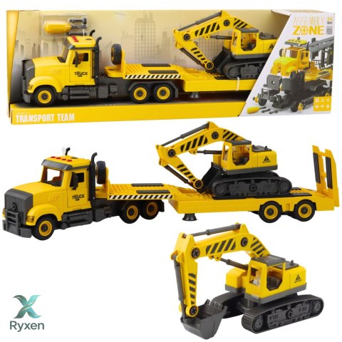 Ciężarówka Laweta Do Skręcania DIY Koparka Gąsienicowa Światła Dźwięki LEAN TOYS